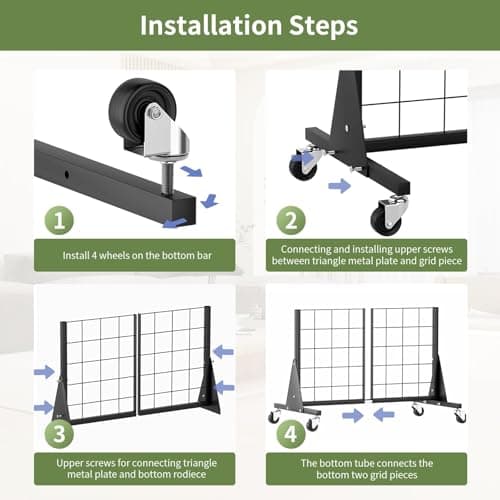 RCZSCBK 2-Pack Gridwall Panel Display Stand Heavy Duty Removable Floor Mounted Detachable Grid Display Stand 2' x 5.5' Ft Display with Additional Hook - for Retail Art Fair (Black Finish) - Thumbnail 3