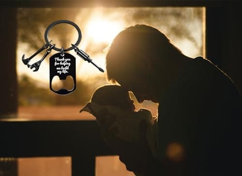 Ediseng Personalized Dad Gifts from Daughter Wife Son,Funny Father Day Gifts,Cool Dad Birthday Gifts,One Piece Keychain with Bottle Opener,Hammer,Screwdriver and Wrench (black) - Thumbnail 2