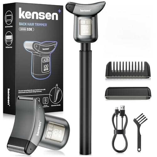 Men's Back Hair Trimmer for Men - 2-in-1 Foil & T-Blade, Dual Power Body Hair Trimmer LED Display IPX6 Waterproof Type-C Extendable Groomer for Back Chest Shoulders Body Hair Electric Back Shaver - Image 1