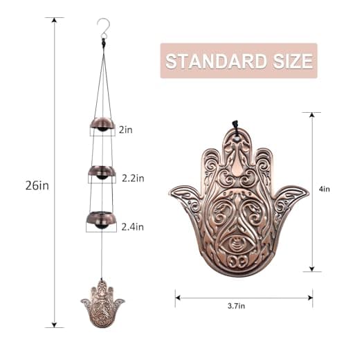 Temple Wind Chime, Red Copper Wind Chimes with 5 Bells, Feng Shui Wind Chimes for Home Yard Outdoor Decoration, A Great Memorial Wind Chime for Someone Who Loves Peace - Thumbnail 4