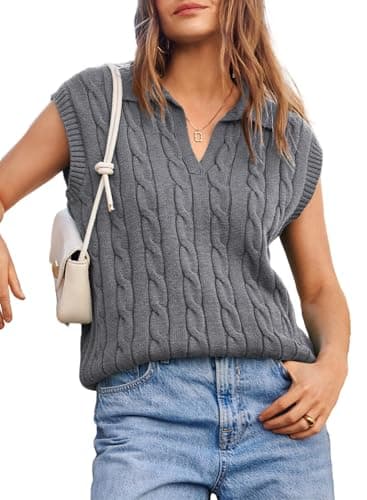 Dokotoo Summer Cute Tops for Women Oversized Cropped Sweaters Business Casual Drop Shoulder Floral Ladies Clothes Crewneck 2026 Trendy Soft Knit Tops Shirts Blouses Yellow Cream - Image 1