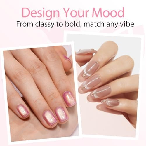 Modelones Cat Eye Gel Polish Nail Magnet, 8-in-1 Cat Eye Magnet Tool for Gel Nails Strong Magnetic Nail Art Wand with Steel Ball, Glass Bead& French Tip&Clover Cateye Multi-Effect Magnets DIY Salon - Thumbnail 4