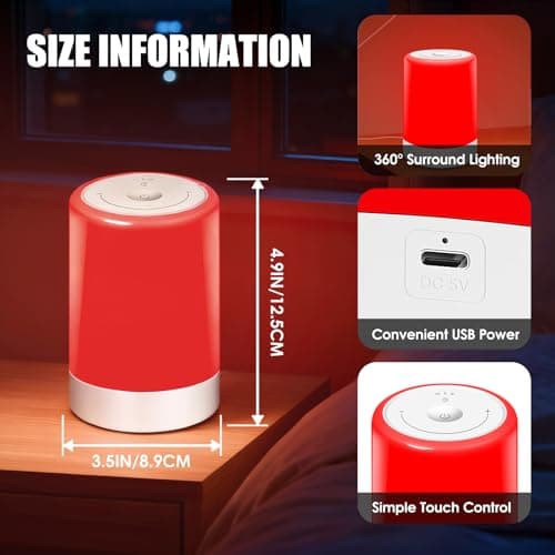 Red Light Therapy Sleep, Red Night Lights With 670nm Wavelength, Touch Control with 3 Distinct Color Modes, For Support Deep Relaxation and Improve Sleeping for Adult & Kid Bedroom, Gift - Thumbnail 6