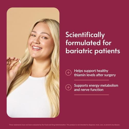 Bariatric Advantage Vitamin B1 Thiamin - 100 mg Thiamin Mononitrate - Easy Digest - Designed for Bariatric Patients - Supports Energy Production* - 90 Count - Thumbnail 2