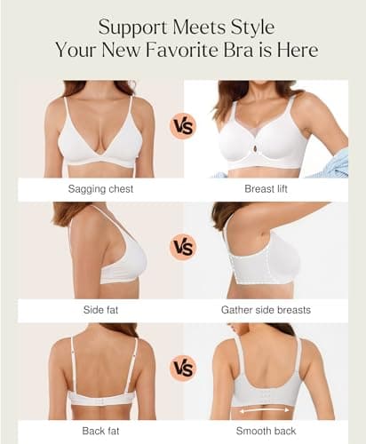 Popilush Jelly Bras for Women Seamless Wireless Comfortable Full Coverage Bralettes No Underwire Push Up Bra White - Thumbnail 2