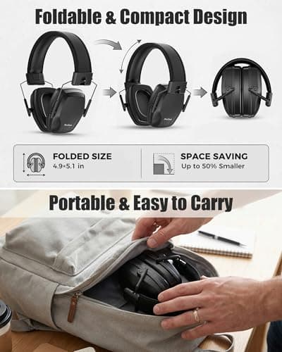 ProCase Hearing Protection Ear Muffs SNR 29dB, Noise Cancelling Headphones for Adults/Teen, Adjustable Soundproof Ear Defenders for Autism Sensory, Work, Shooting, Construction, Mowing -Black - Thumbnail 3