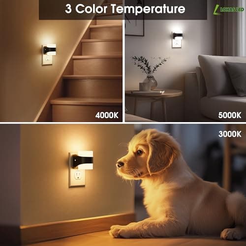 L LOHAS LED Night Lights Plug into Wall with 3CCT Adjustable (3000K/4000K/5000K), 3 Level Dimmable Night Light, 1W Low Power Nightlight with Auto On/Off Sensor, 2 Pack - Thumbnail 6