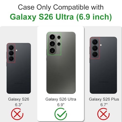 MALEWOLF Case for Samsung Galaxy S26 Ultra with Stand, Compatible with Magsafe, Mil-Grade Shockproof Protection & Non-Slip Matte Cover Phone Case for Galaxy S26 Ultra (Black/Red) - Thumbnail 3