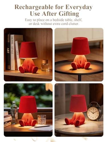 ytydo Human-Shaped Rechargeable Table Lamp: Flocked Texture - Softer Look & Warmer Presence for Holiday Mood and Accent Corners - Dimmable 3 Color Temps - Thumbnail 5