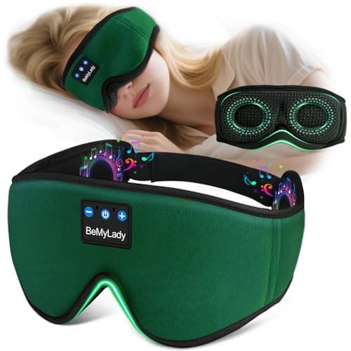 BeMyLady Sleep mask Headphones,100% Blackout 3D Zero Eye Pressure Bluetooth Sleep mask Breathable Eye mask with Bluetooth Headphones Sleep Headphones for Side Sleepers 14H Playtime&Bluetooth 5.4 Green - Image 1