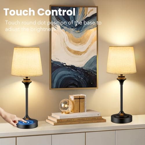 NIORSUN Portables Cordless Table Lamp,Flaxen Fabric Shade Battery Operated Lamp,5200mAh Bedside Table Lamp with Warm White,3 Way Dimmable Touch Desk Lamp for Bedroom Living Room Restaurant (Black) - Thumbnail 5