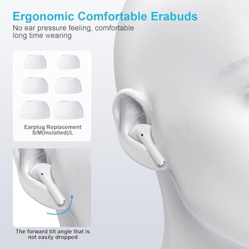 Wireless Earbuds for iPhone, 5.3 Bluetooth Headphones for Apple Earbuds Wireless, ENC Noise Cancelling 40Hrs Playback in Ear Air Buds Pods HiFi Bass for iPhone 17 16 15/iPad/PC/Laptop/Switch/White - Thumbnail 5