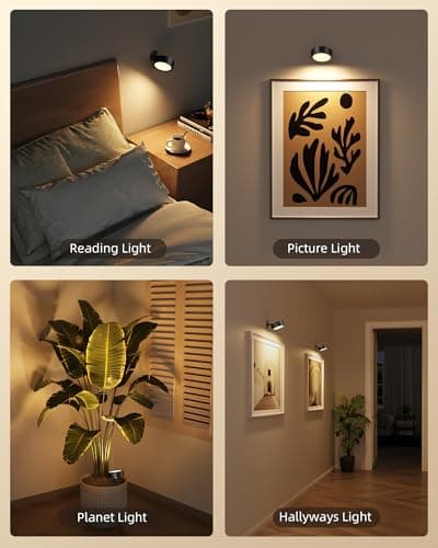 EZVALO LED Wall Mounted Light, 3000mAh Rechargeable Cordless Wall Sconce, Dimmable with Remote & Touch Control, 3 Color Temps, 360° Rotatable for Bedroom, Bedside, Reading (Black, 2 Pack) - Thumbnail 5