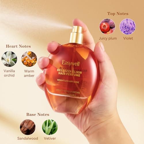 EASYWELL Hair Perfume for Women, Leave In Conditioner Spray, Mothers day gifts, Hair Spray Women with Vitamin B5, Violet Vanilla Orchid, 2.5 Fl Oz - Thumbnail 4