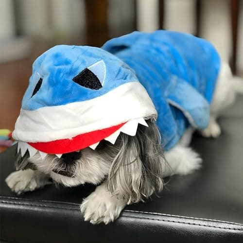 NACOCO Dog Shark Costume Cute Pet Clothes Halloween Holiday Coat Hoodie for Cats and Dogs (Blue, S) - Thumbnail 4