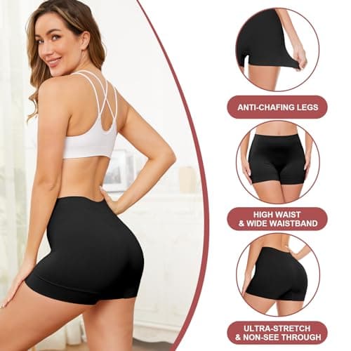 UUMIAER 3 Pack Slip Shorts for Under Dresses, Anti Chafing Women Boyshort Shapewear Yoga Biker Shorts - Thumbnail 5