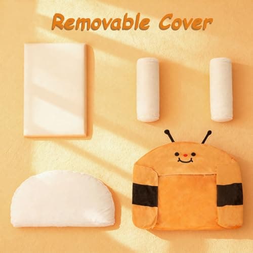 VIEFIN Cute Cat Couch with Soft Pillow, Supportive Dog Couch, Cat Sofa with Removable Cover，Cute Bee Shaped, 24 Inch - Thumbnail 5