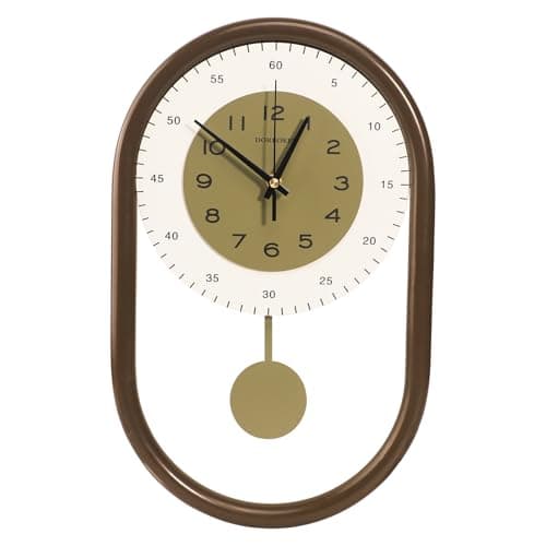 DORBOKER Pendulum Wall Clock - Modern Minimalist Metal Wall Clock for Living Room Décor - Silent Battery Operated Decorative Kitchen Wall Clock (Gray) - Thumbnail 2
