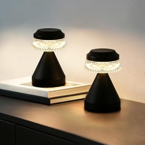 UMLAEN Rechargeable Cordless Table Lamp, Battery Operated Table Light | 3 Color | Stepless Dimming, for Bedroom, Cafe, Camping, Bar, Dining Table, Restaurant (2 Pack) - Image 1