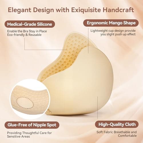 Invisible Sticky Bra Strapless Adhesive Bras Silicone Stick on Push Up Seamless Reusable Backless Bra for Women 2pack - Thumbnail 3