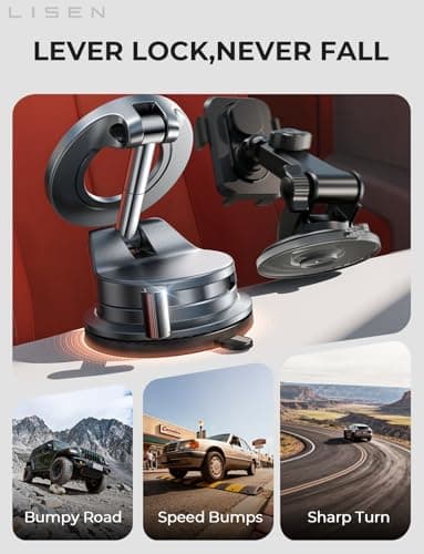 LISEN for Magsafe Car Mount, Cell Phone Holders for Your Car, Magnetic Car Accessories for Women Men Jeep Truck, Gifts for Mothers Day Him Her for iPhone 17 Pro Max 16 15 14 13 12, Samsung S26, Black - Thumbnail 4