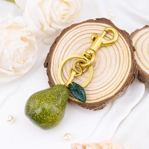 Hclian Cute Pear Keychain Bag Charms Car Keyrings for Women - Thumbnail 5