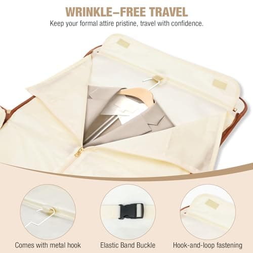 Tonyeee Convertible Garment Duffel Bags for Travel, Carry On Garment Bag with Shoe Compartment, 3 in 1 Foldable Suit Duffle Bag for Women, Jenni Bag for Hanging Clothes, Beige (1Pcs Set) - Thumbnail 3