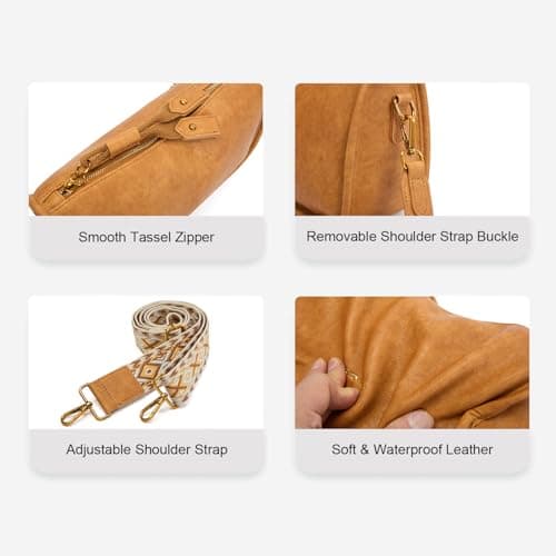 Pemilen Shoulder Bag Handbag for Women, Small, Tan - Thumbnail 6