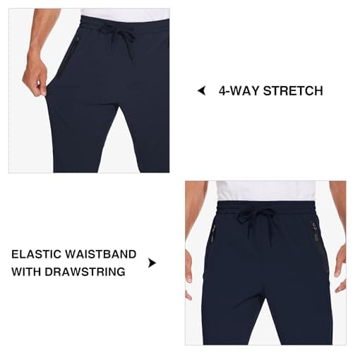 MOURCE Men's Quick-Dry Workout Pants - Lightweight Glide Elasticated Waist Joggers, Navy Blue S - Thumbnail 5
