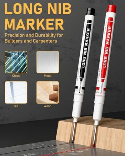 STAGEEK 17 Pack Carpenter Pencil Set with Sharpener, Mechanical Carpenter Pencils with 60 Refills, Deep Hole Long-Nib Marker Pens, Carbide Scribe Tool & Construction Pencils for Architect with Case - Thumbnail 4