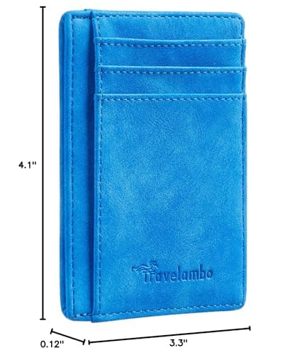 Travelambo Slim Wallet Front Pocket Minimalist Leather RFID Blocking Medium Size - Thumbnail 5