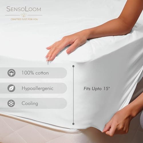 SensoLoom 100% Cotton Sheet Set – Crisp Sateen Weave, Breathable & Fade-Resistant – Soft, Cool Sheets for Hot Sleepers – Twin/Queen/King (Cedar Sage, Twin) - Thumbnail 6