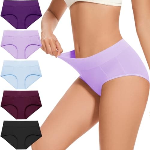 CleainKorte Womens Underwear Cotton Hipster Ladies Panties for Women Mid Rise Coverage Briefs Strech Breathable - 5 Pack - Image 1