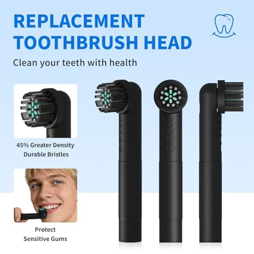 Toothbrush Replacement Heads Compatible with Quip 360 Oscillating Electric Toothbrush, Soft Bristles Brush Heads, Black, Pack of 4 - Thumbnail 2
