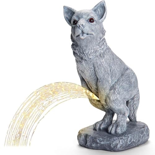 VOFSTAND Garden Statues Dog Statue with Solar LED Light, Ideal Gifts for Friends or Family's Birthday, Outdoor Decorations for Yard - Image 1