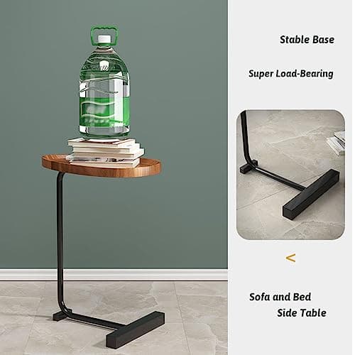 TRUNYAQI C Shaped Side Table, Small C Table End Table for Sofa and Bedside, Couch Side Tables That Slide Under, Wood C Shaped End Table for Bedroom Living Room, 18”L X 12”W - Thumbnail 4