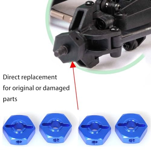 12mm Wheel Hexes for Front Rear Aluminum for Losi 1/18 Mini LMT 4X4 Brushed Monster Truck Replacement for Los212050 Upgrade Parts Wheel Hexes and Pin for Losi - LOS01026 1/18 Mini LMT Monster (Blue) - Thumbnail 3