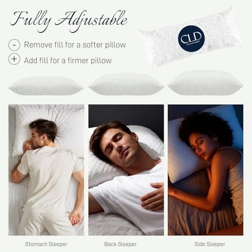 CLD COLLECTIONS Bed Pillows Cross Cut Memory Foam for Sleeping,Queen Size Bedding Pillow(White), Washable Supportive Pillow for Sleeping, Adjustable Density for Back, Stomach and Side Sleeper - Thumbnail 3