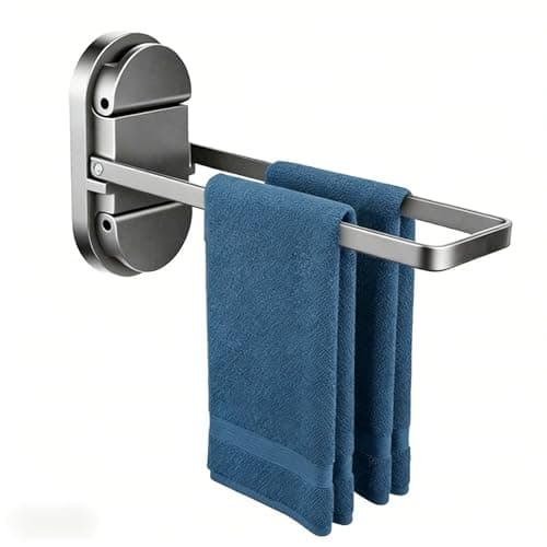 Heavy Duty Suction Cup Towel Bar for Bathroom - 20LB No Drill Foldable Stainless Steel Towel Rack Holder Shower Door RV Rental Kitchen Wall Mount
