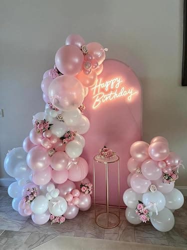60Pcs Pink Balloons, 12Inch Double Stuffed Pearl Pink Macaron Pastel White Clear Balloons for Wedding Baby Shower Bridal Shower Engagement Birthday Party Decorations - Thumbnail 4