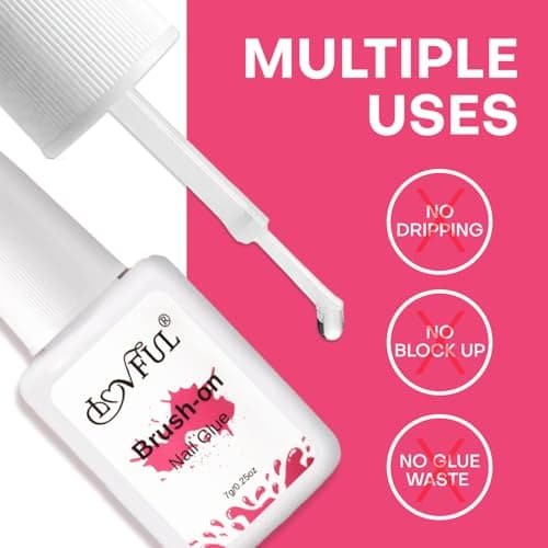 LOVFUL Extra Srong Brush on Nail Glue for Press Ons, Super Strength Nail Adhesive for Acrylic Press on Nails Tips - Salon Quality, Quick Drying, Long Lasting, Easy&Precise Application(7g/0.25oz) - Thumbnail 5