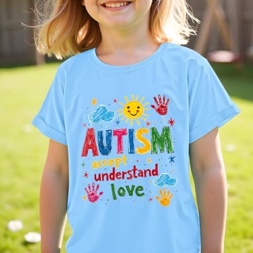 Autism Awareness Shirt Kid-Girls Autistic Month Tee Tops Autism Accept Understand Love Short Sleeve Boy Teen Toddler - Thumbnail 3