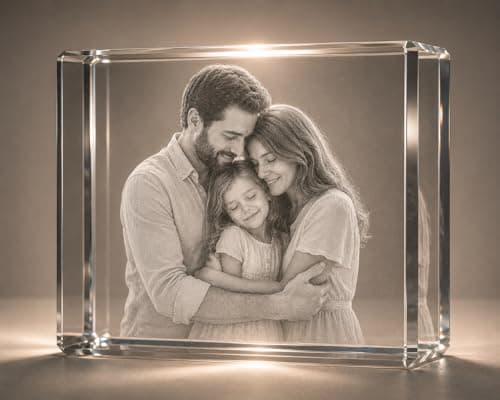 VYPEROCK Custom 3D Crystal Photo Personalized Made in Houston USA, Laser Engraved K9 Crystal Keepsake for Couple Family Pet Memorial, Unique Wedding Anniversary Birthday Gift for Wife Mom Women - Image 1
