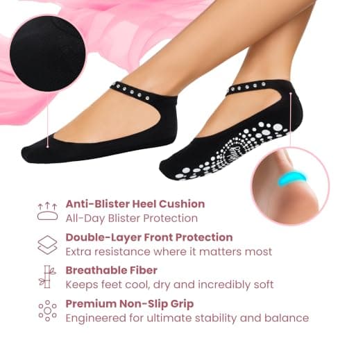 Hidey Style Premium Austrian Crystal Grip Socks for Women (1 Pair), Stylish Anklet with Gel Grips for Pilates & Yoga – Breathable Women’s Socks - Thumbnail 4