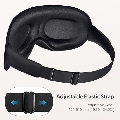 Vynix Sleep Mask for Men Women - 100% Blackout Eye Masks for Sleep - 3D Soft Sleeping Mask for Side Sleepers - Zero Pressure Lash Extensions Eye Cover Shade for Airplane Travel Essentials, Black - Thumbnail 6