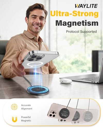 25W Wireless Charger for MagSafe, Qi2.2 Magnetic Fast Charging Pad for iPhone 17/16/15/14/13/12 Series & AirPods, Strong Magnet, Ultra-Thin & Portable Charger Mat for Travel Home Office(Black, 2Pack) - Thumbnail 3