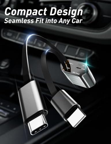 Retractable Car Charger USB C Fast Charging 120W, Car Accessories Cigarette Lighter Adapter Car Charger iPhone16 15 14 13 12 11 Car Essentials Gift for Travelers, Men, Women - Thumbnail 2