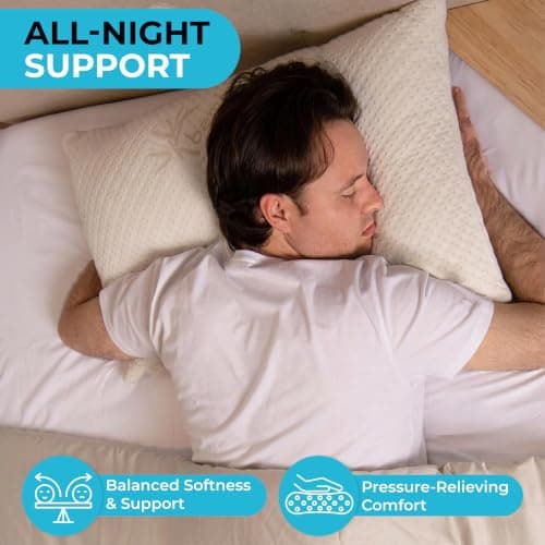 Xtreme Comforts Memory Foam Pillows | GREENGUARD Certified Shredded Foam Fill for Personalized Support | Slim Cooling Pillow for Sleeping on Side, Back & Stomach | 2 Pillows Standard Size - Thumbnail 6