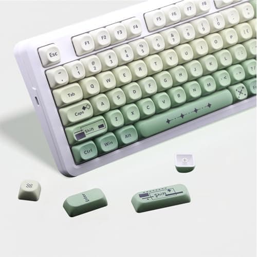 AKepopery MOA Key caps 134 Keys PBT Keycaps Set for Cherry Gateron MX Switches Mechanical Keyboard Key Cap (Gradient Green) - Image 1
