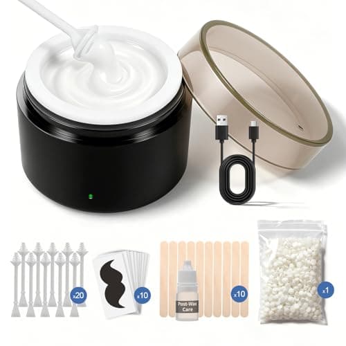 Nose Wax Kit Men & Nose Hair Wax Kit with 100g Wax Beads,20 Sticks, Mini Wax Warmer, Mini Wax Kit,Fast Heat, Smart Constant Temp, Portable Nose Hair Wax Kit，for Facial Eyebrows/Lips (Black-USB)
